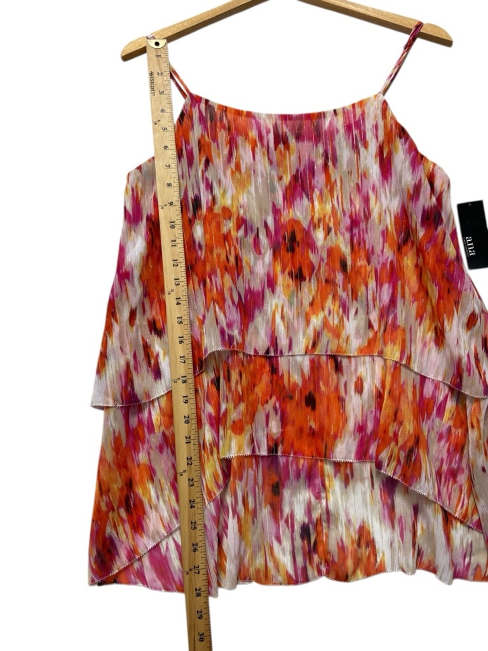 ANA Ikat Golden Poppy Sheer Tiered Strappy Multi Color Top Women’s Large NWT - Picture 7 of 15